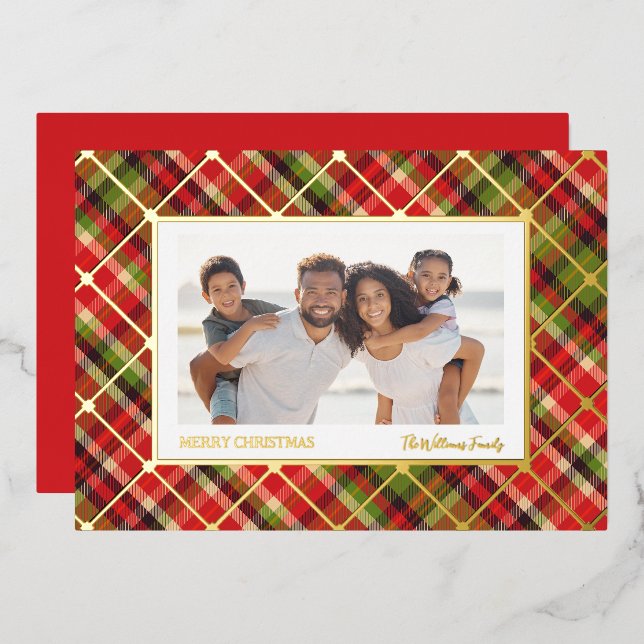 Carte De Vœux En Aluminium Or de Noël (Recto/Verso)