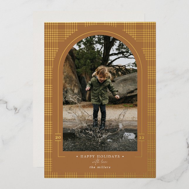 Carte De Vœux En Aluminium Or en terre cuite de rouille plaqué moderne (Recto/Verso)