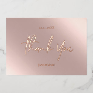 Carte De Vœux En Aluminium Or Rose Merci