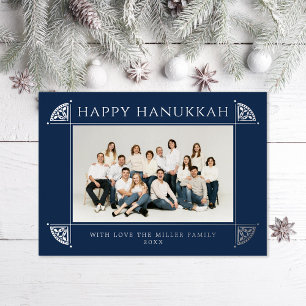 Carte De Vœux En Aluminium Ornat Vintage Motif Hanoukka Photo Navy