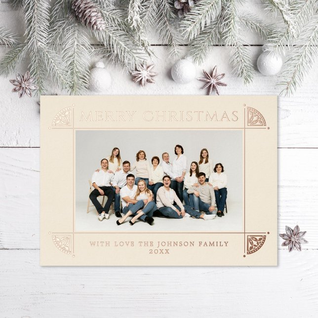 Carte De Vœux En Aluminium Ornat Vintage Motif Noël Photo ivoire (Créateur téléchargé)