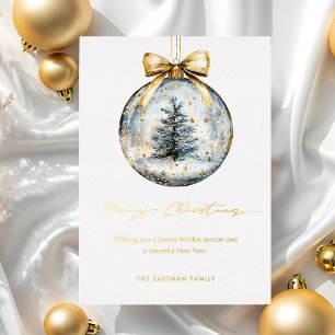 Carte De Vœux En Aluminium Ornement doré d'élégant Joyeux Noël écriture