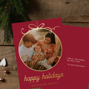 Carte De Vœux En Aluminium Ornement et bow en rouge foncé