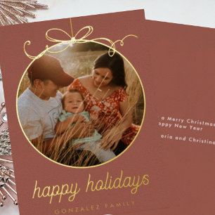 Carte De Vœux En Aluminium Ornement Whimsical Terracotta & Bow Photo