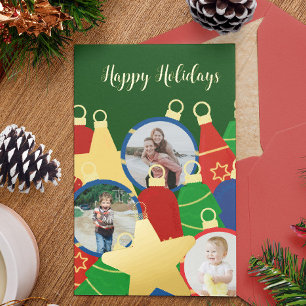 Carte De Vœux En Aluminium Ornements de Noël rétro Photo