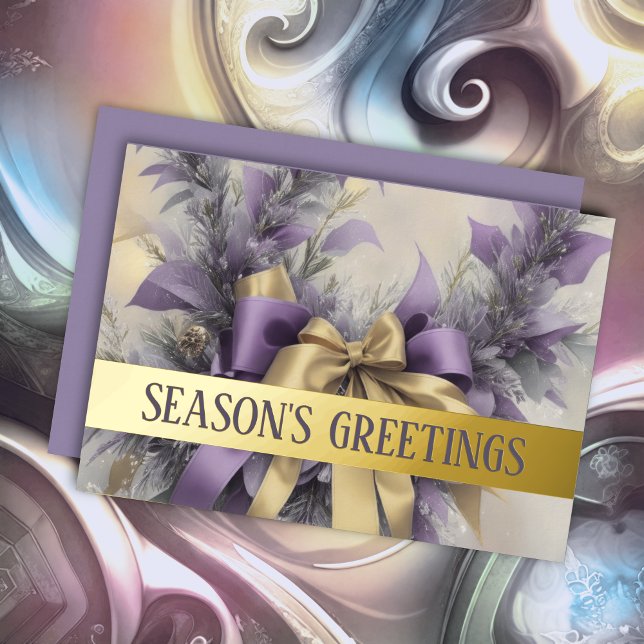 Carte De Vœux En Aluminium Ornements Satin Ruban À feuillage persistant Lavan (Créateur téléchargé)