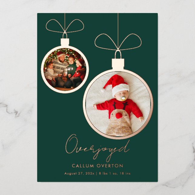 Carte De Vœux En Aluminium Overjoyed Christmas Baby Photo (Recto)
