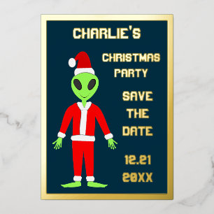 Carte De Vœux En Aluminium OVNI Ho Père Noël alien Personnalisé