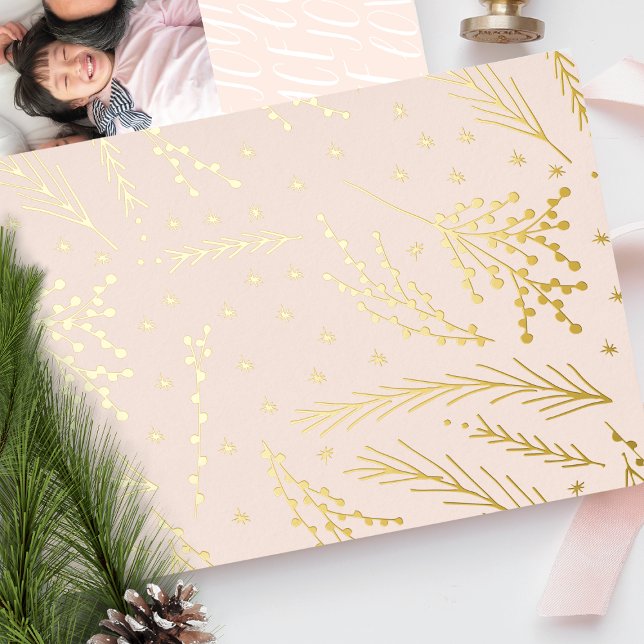 Carte De Vœux En Aluminium PAIX AIMER JOIE Noël Pine Needles Photo Retour (Créateur téléchargé)