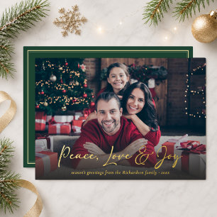 Carte De Vœux En Aluminium Paix Amour Joie Photo de famille personnalisé Noël