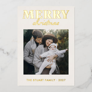 Carte De Vœux En Aluminium Papier d'or pour photo de famille élégante pour le
