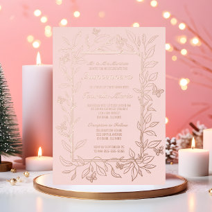Carte De Vœux En Aluminium Papillons d'invitation de Quinceañera rose Gold Fo