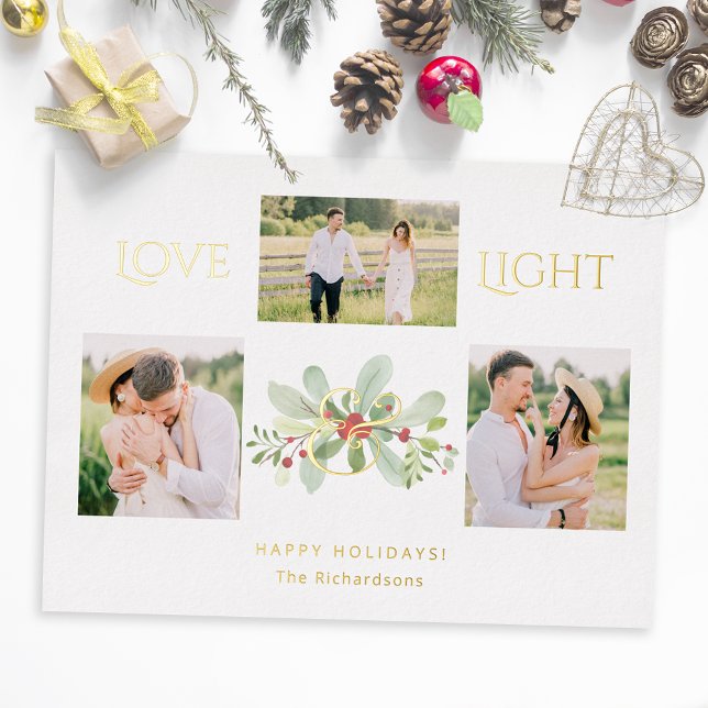 Carte De Vœux En Aluminium Pastel Aquarelle Noël Floral 3 photos (Créateur téléchargé)