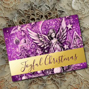 Carte De Vœux En Aluminium Pastel Dessin Violet Noël Angel