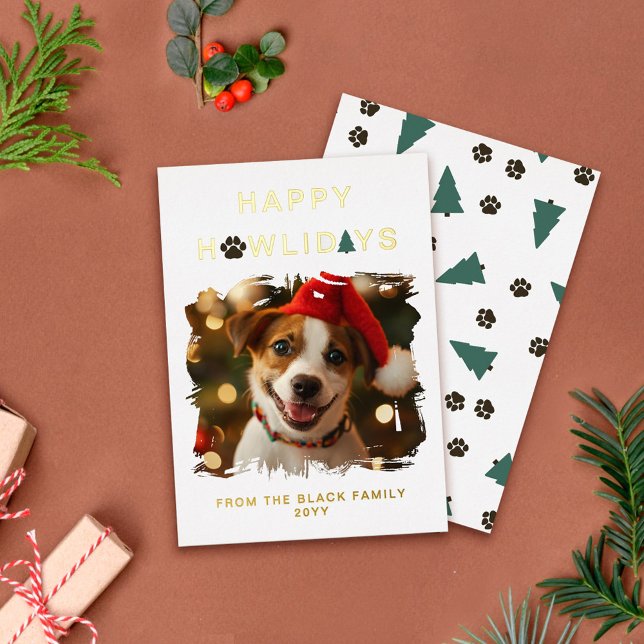 Carte De Vœux En Aluminium Paw Spruces Happy Howlidays Dog Christmas (Créateur téléchargé)