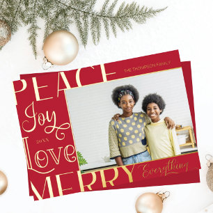 Carte De Vœux En Aluminium Peace Jove Love Joyeux Tout Type Bordure Photo