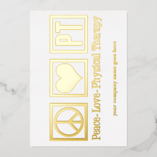 Carte De Vœux En Aluminium Peace Love PT Thérapie physique Custom Gold