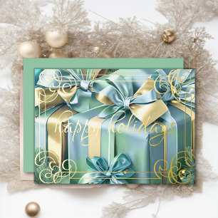 Carte De Vœux En Aluminium Peinture Cadeaux de Noël Monnaie Vert Bleu