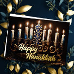 Carte De Vœux En Aluminium Peinture de Menorah Elégant Gold Blue Foil Holiday<br><div class="desc">Peinture d'Elégant Menorah Gold Blue</div>