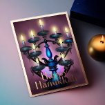 Carte De Vœux En Aluminium Peinture de Menorah Happy Hanoukka Gold Purple<br><div class="desc">Peinture de Menorah Happy Hanoukka Gold Purple</div>