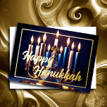 Carte De Vœux En Aluminium Peinture Hanoukka Menorah Blue Gold<br><div class="desc">Peinture Hanoukka Menorah Blue Gold</div>