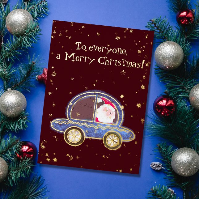 Carte De Vœux En Aluminium Père Noël dans sa voiture à Noël (Créateur téléchargé)