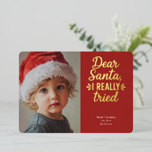 Carte De Vœux En Aluminium Père Noël j'ai vraiment essayé Noël