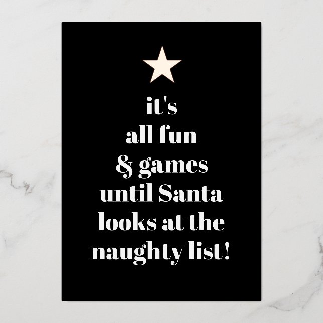 Carte De Vœux En Aluminium Père Noël Moderne Arbre Police Humour Drôle Citati (Recto)