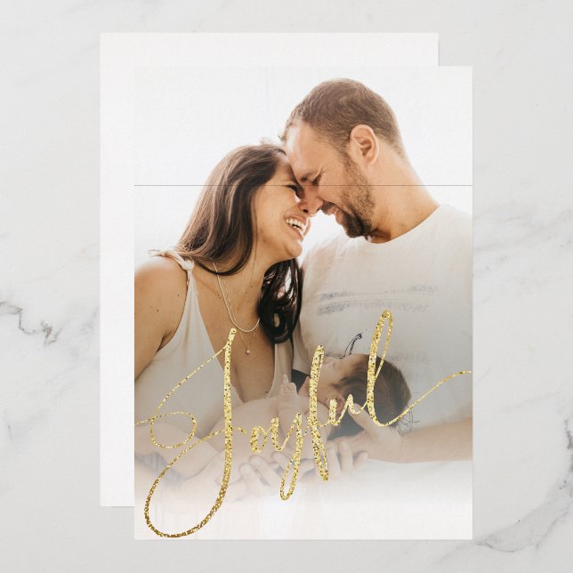 Carte De Vœux En Aluminium Personnaliser Photo Or Joyeux Noël Joyeux Noël (Recto/Verso)