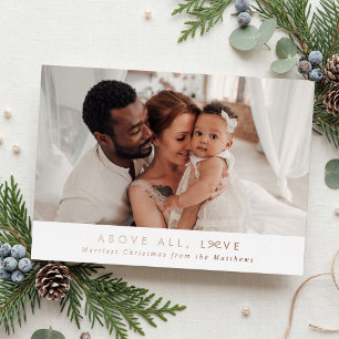 Carte De Vœux En Aluminium Petit Nœud Au-Dessus De Tout Amour Photo De Noël