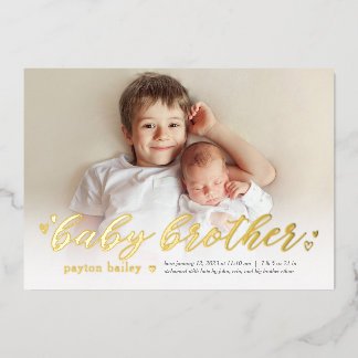 Carte De Vœux En Aluminium Petits Coeurs Bébé Frère Faire-part de naissance à