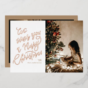 Carte De Vœux En Aluminium Photo avec lettrage Joyeux Noël