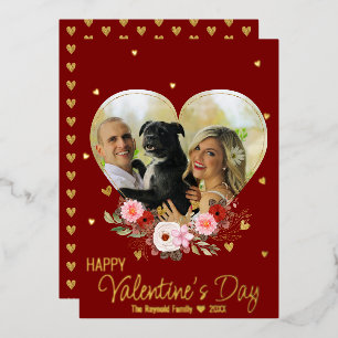 Carte De Vœux En Aluminium Photo Cœur Doré Paillettes Cœur Saint-Valentin Rou