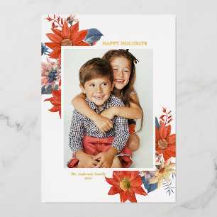 Carte De Vœux En Aluminium Photo de botanique hivernale vintage Joyeux Noël