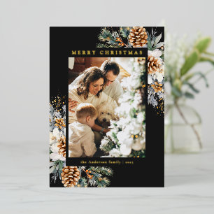 Carte De Vœux En Aluminium Photo de famille Aquarelle Noël botanique floral