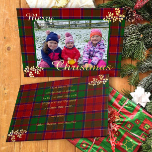 Carte De Vœux En Aluminium Photo de famille aux feuilles d'or sur plaid de No
