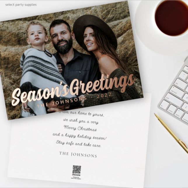 Carte De Vœux En Aluminium Photo de famille avec un message de salutation écr (Créateur téléchargé)