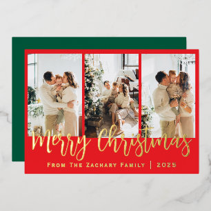 Carte De Vœux En Aluminium Photo de famille de Noël avec une typographie mode
