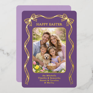 Carte De Vœux En Aluminium Photo de famille de Pâques personnalisé avec ruban