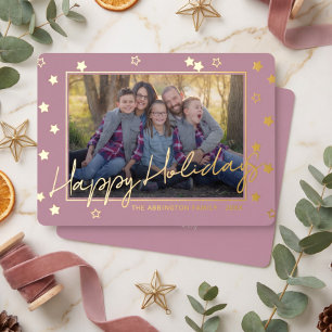 Carte De Vœux En Aluminium Photo de famille élégant et chic sur fond doré