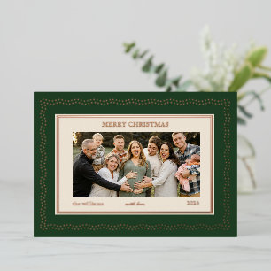 Carte De Vœux En Aluminium Photo de famille élégant rose vert étoilé de Noël
