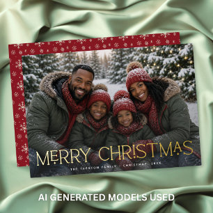 Carte De Vœux En Aluminium Photo de famille Gold Star Joyeux Noël