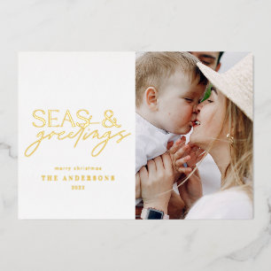 Carte De Vœux En Aluminium photo de famille moderne sur la plage océane