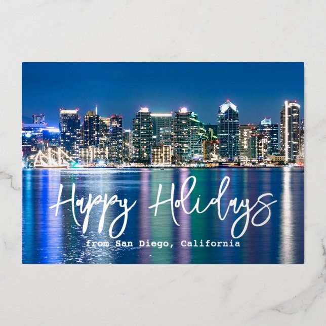 Carte De Vœux En Aluminium Photo de famille personnalisé argenté avec la vue  (Recto)