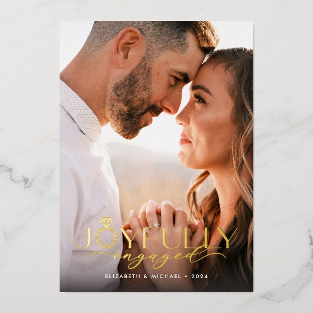Carte De Vœux En Aluminium Photo de fiançailles Joyeusement Fiancés (Recto)
