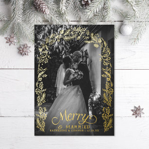 Carte De Vœux En Aluminium Photo de Holly Mariée et Joyeuse