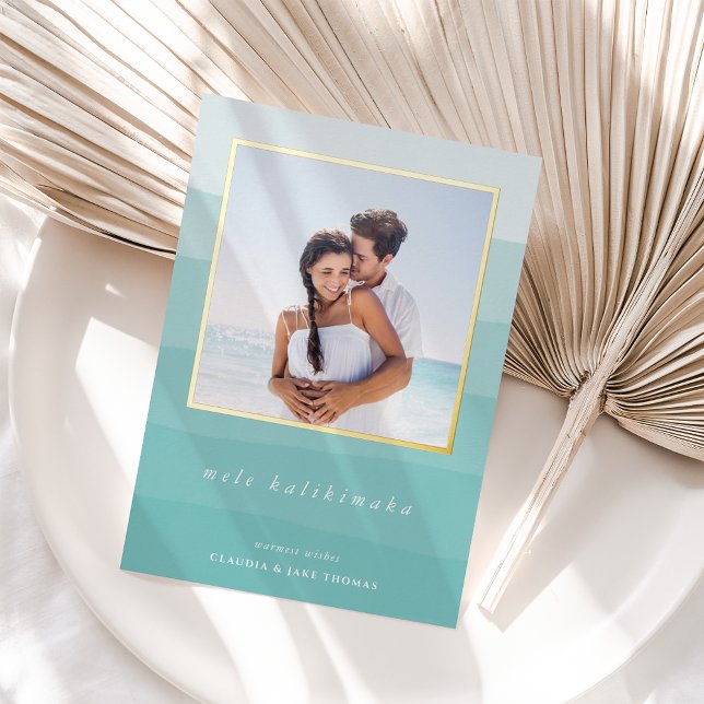 Carte De Vœux En Aluminium Photo de la bande d'aquarelle Mele Kalikimaka (Créateur téléchargé)