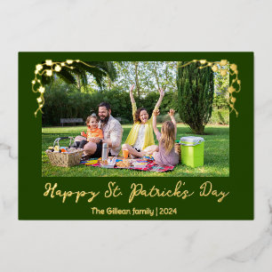 Carte De Vœux En Aluminium Photo de la famille Shamrock du Jour de la Saint P