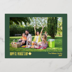Carte De Vœux En Aluminium Photo de la famille Shamrock du Jour de la Saint P