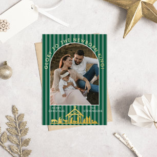 Carte De Vœux En Aluminium Photo de la Nativité chrétienne de Noël classique